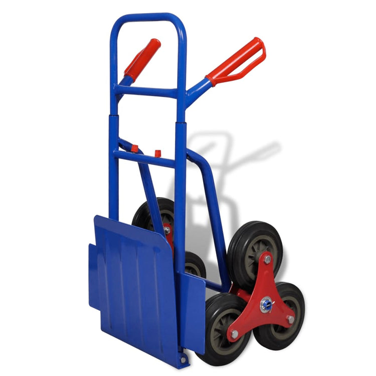 Vidaxl Hand Truck pliable avec 6 roues bleues