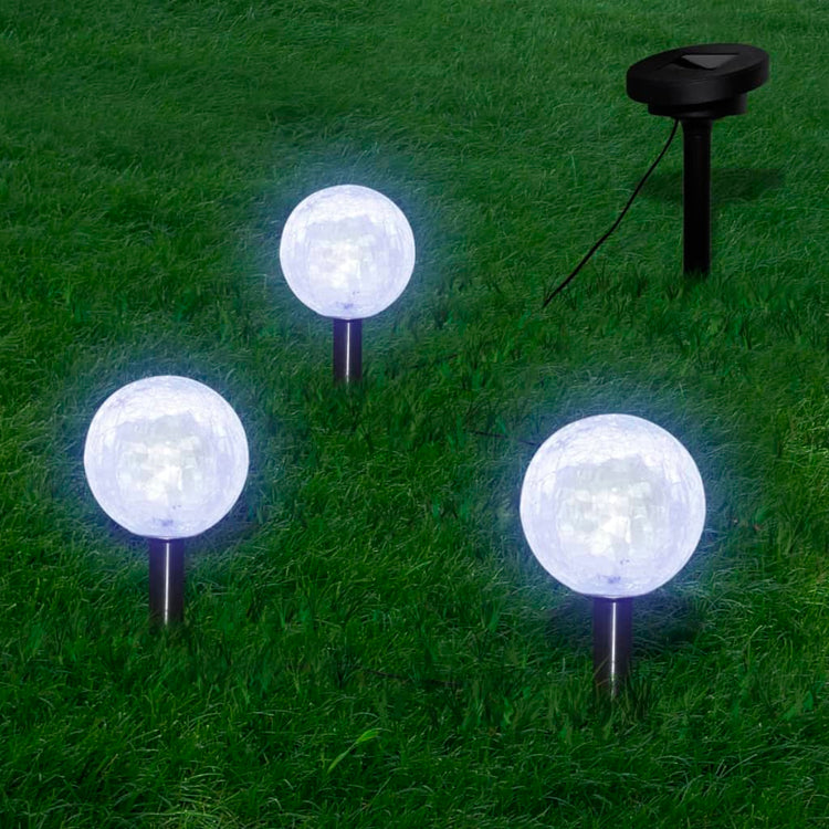 Vidaxl Solarbollampen 3 ST LED avec des ancres au sol et du panneau solaire