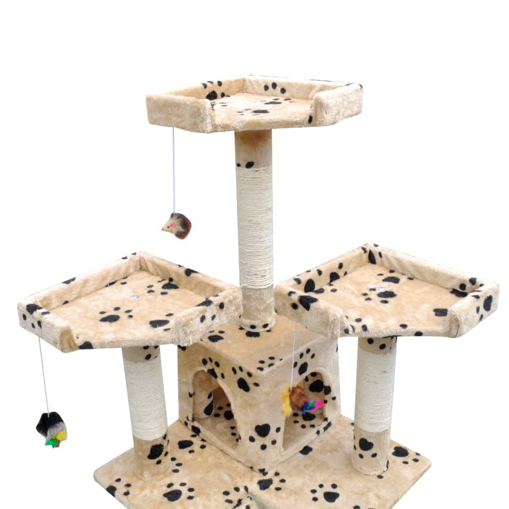 Vidaxl Cat Scratching Post avec desprints et 2 maisons 170 cm beige