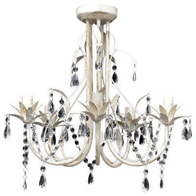 Lustre en cristal vidaxl avec design élégant blanc (5 lampes)