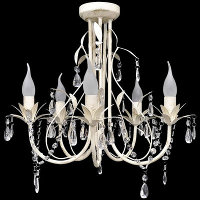 Lustre en cristal vidaxl avec design élégant blanc (5 lampes)