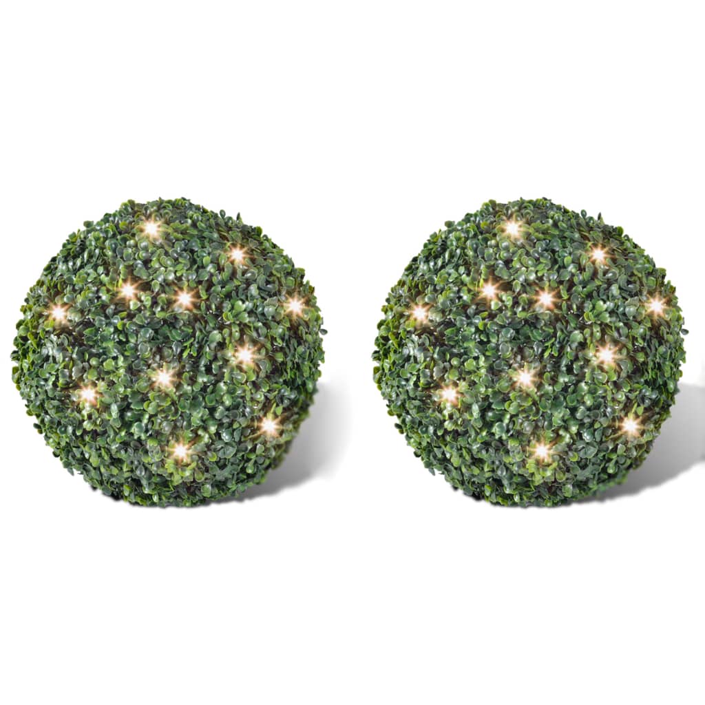 Vidaxl Round Art Buxus 27 cm avec éclairage à LED solaire (2 pièces)