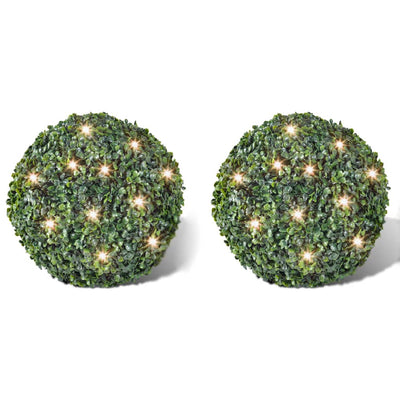 Vidaxl Round Art Buxus 27 cm avec éclairage à LED solaire (2 pièces)