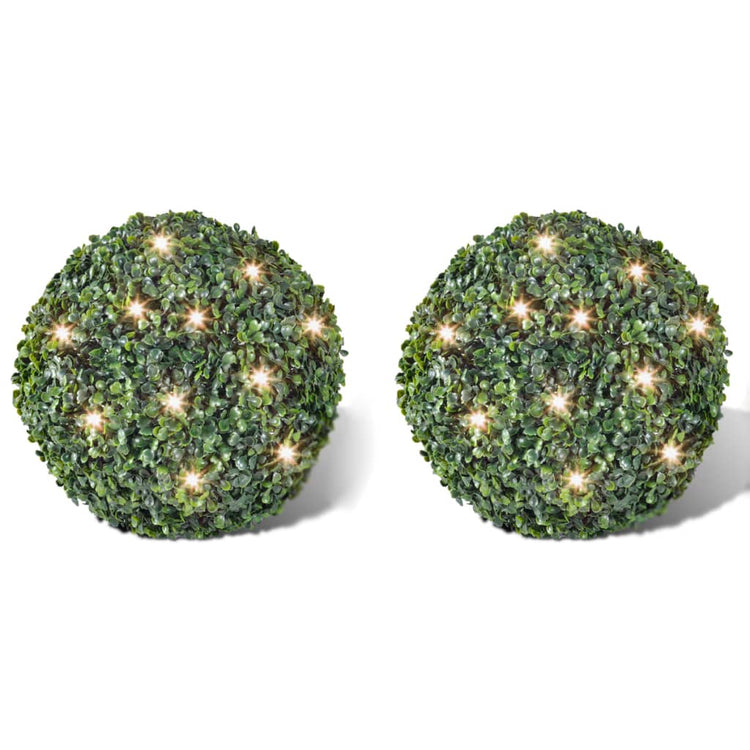 Vidaxl Round Art Buxus 27 cm avec éclairage à LED solaire (2 pièces)