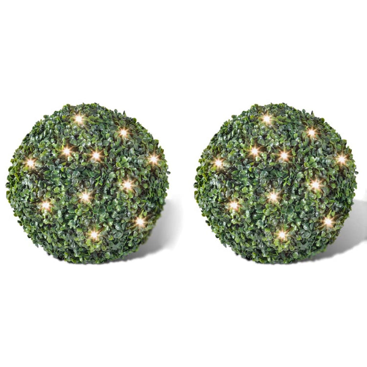 Vidaxl Round Art Buxus 35 cm avec un éclairage à LED solaire (2 pièces)