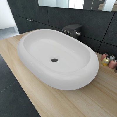 Vidaxl Luxury Céramique Évier ovale 63 x 42 cm (blanc)