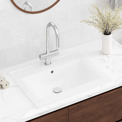 Vidaxl Washingin avec trou de grue rectangulaire 60x46 cm blanc céramique