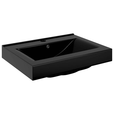 Vidaxl Washingin avec trou de robinet rectangulaire 60x46 cm noir en céramique