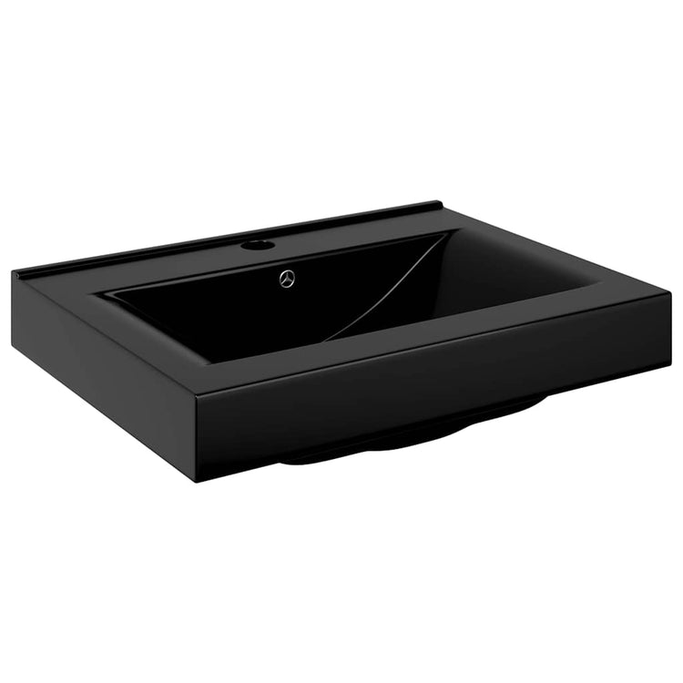 Vidaxl Washingin avec trou de robinet rectangulaire 60x46 cm noir en céramique