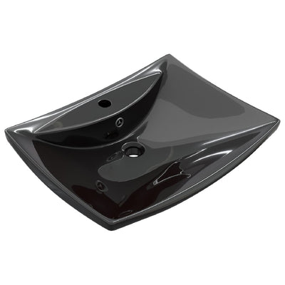 Vidaxl Washingin avec atterrissage et trou de grue en céramique rectangulaire noire