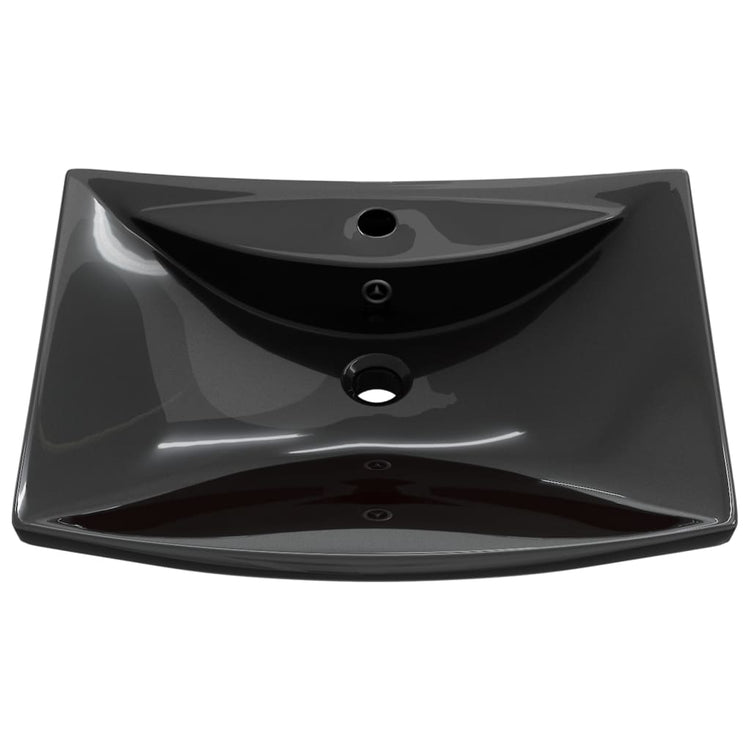 Vidaxl Washingin avec atterrissage et trou de grue en céramique rectangulaire noire