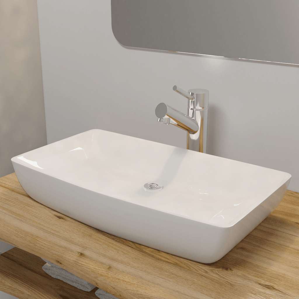 Vidaxl Luxury Ceramic Rectangular évier 71 x 39 cm (blanc)