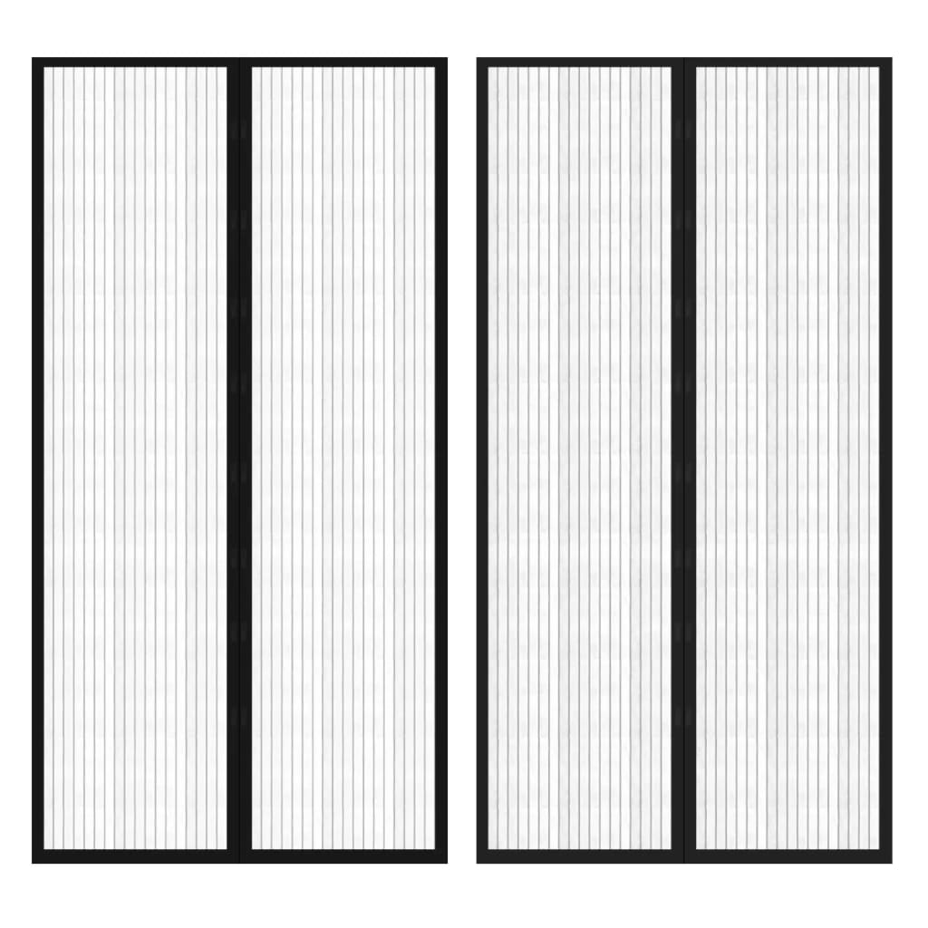 Rideaux de porte d'insectes vidaxl 2 pcs magnétiques 210x100 cm noir