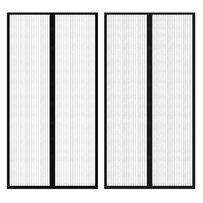 Rideaux de porte d'insectes vidaxl 2 pcs magnétiques 210x100 cm noir