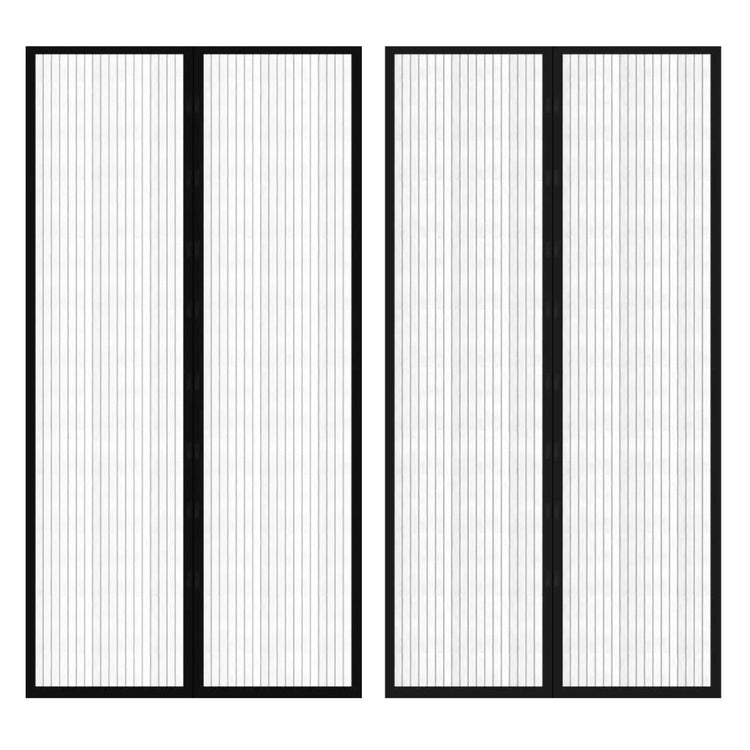 Rideaux de porte d'insectes vidaxl 2 pcs magnétiques 210x100 cm noir
