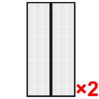 Rideaux de porte d'insectes vidaxl 2 pcs magnétiques 210x100 cm noir