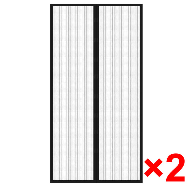 Rideaux de porte d'insectes vidaxl 2 pcs magnétiques 210x100 cm noir