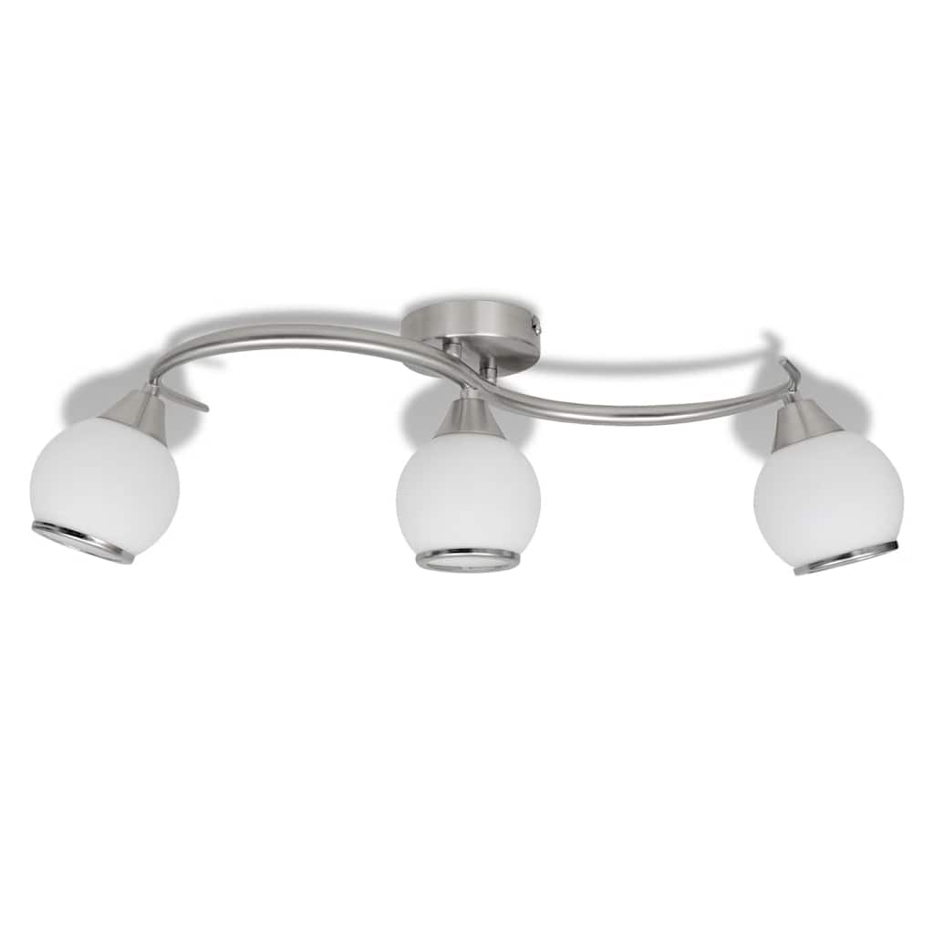 Bouchons en verre de lampe de plafond Vidaxl + rail ondulé pour 3 x e14 poires
