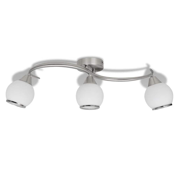 Bouchons en verre de lampe de plafond Vidaxl + rail ondulé pour 3 x e14 poires