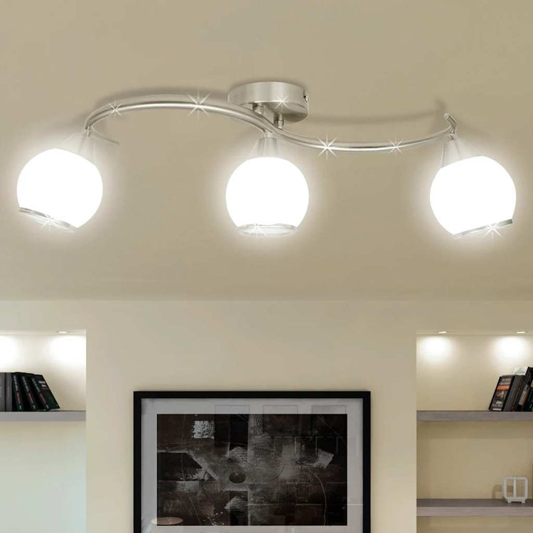 Bouchons en verre de lampe de plafond Vidaxl + rail ondulé pour 3 x e14 poires