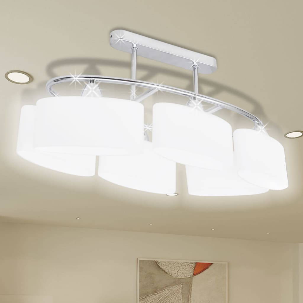 Vidaxl Plafond lampe avec hottes en verre d'ellipse 6XE14