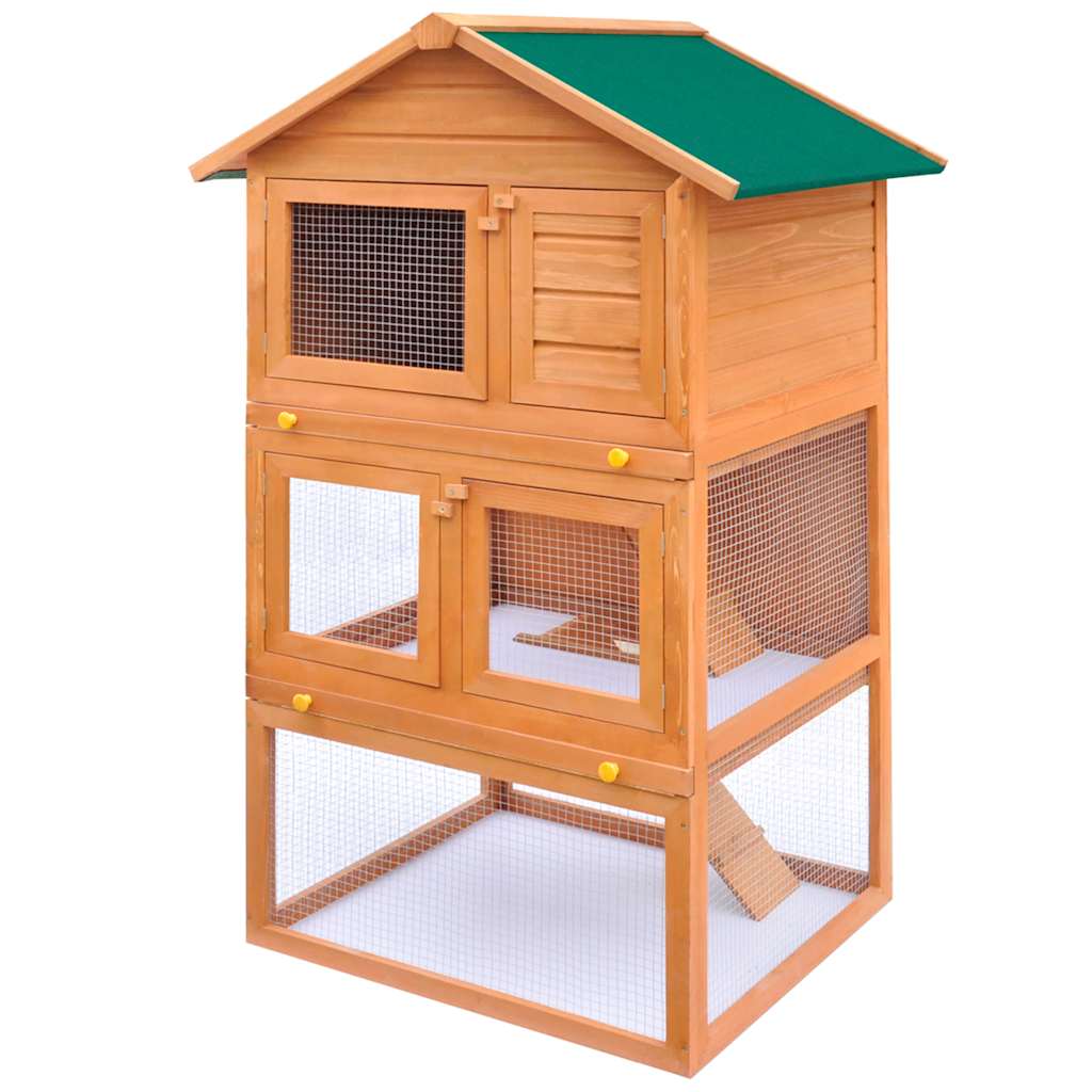 Vidaxl Lapin Loft pour l'extérieur avec 3 étages de bois