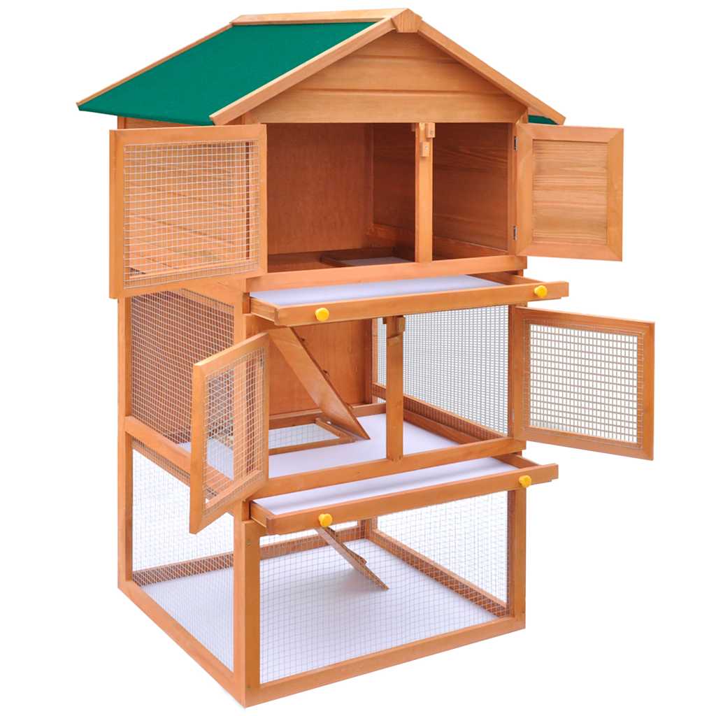 Vidaxl Lapin Loft pour l'extérieur avec 3 étages de bois