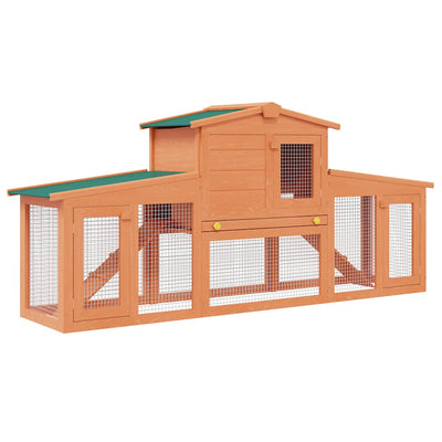 Vidaxl Rabbit Hutch pour l'extérieur avec des toits grands bois
