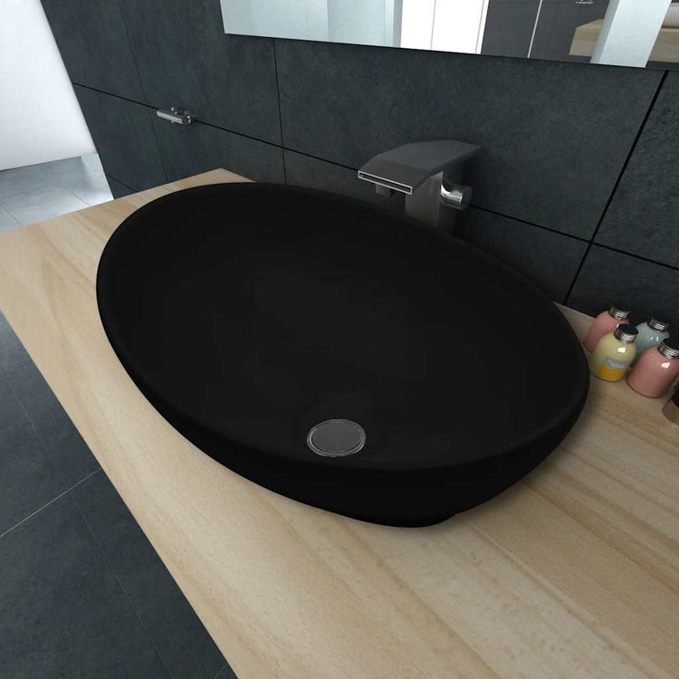 Vidaxl Luxury évier ovale 40x33 cm en céramique noir