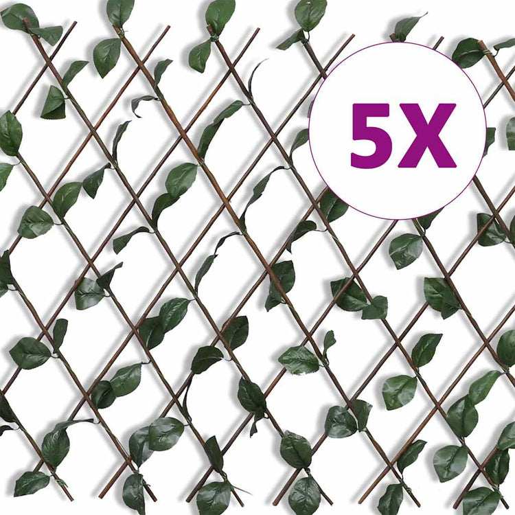 Vidaxl Garden Slat Work 5 ST avec des feuilles artificielles 180x90 cm saule