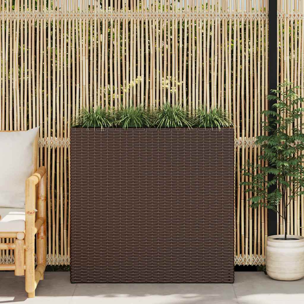 Jardinière vidaxl surélevé avec 4 pots en brun de rattan poly