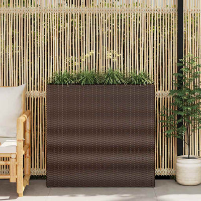 Jardinière vidaxl surélevé avec 4 pots en brun de rattan poly