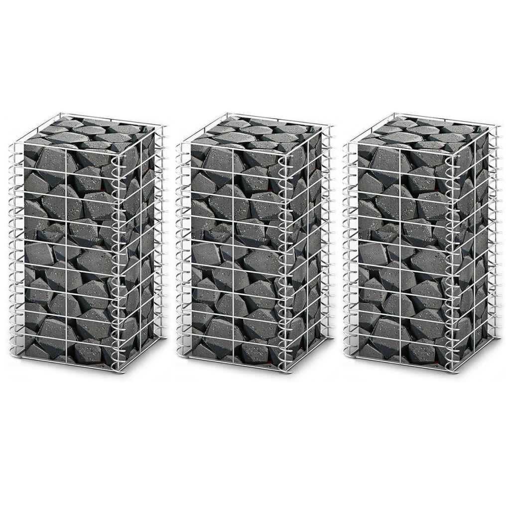VIDAXL 3 parties SCHANS PANKER SET 25x25x50 cm Fil Galvanisé