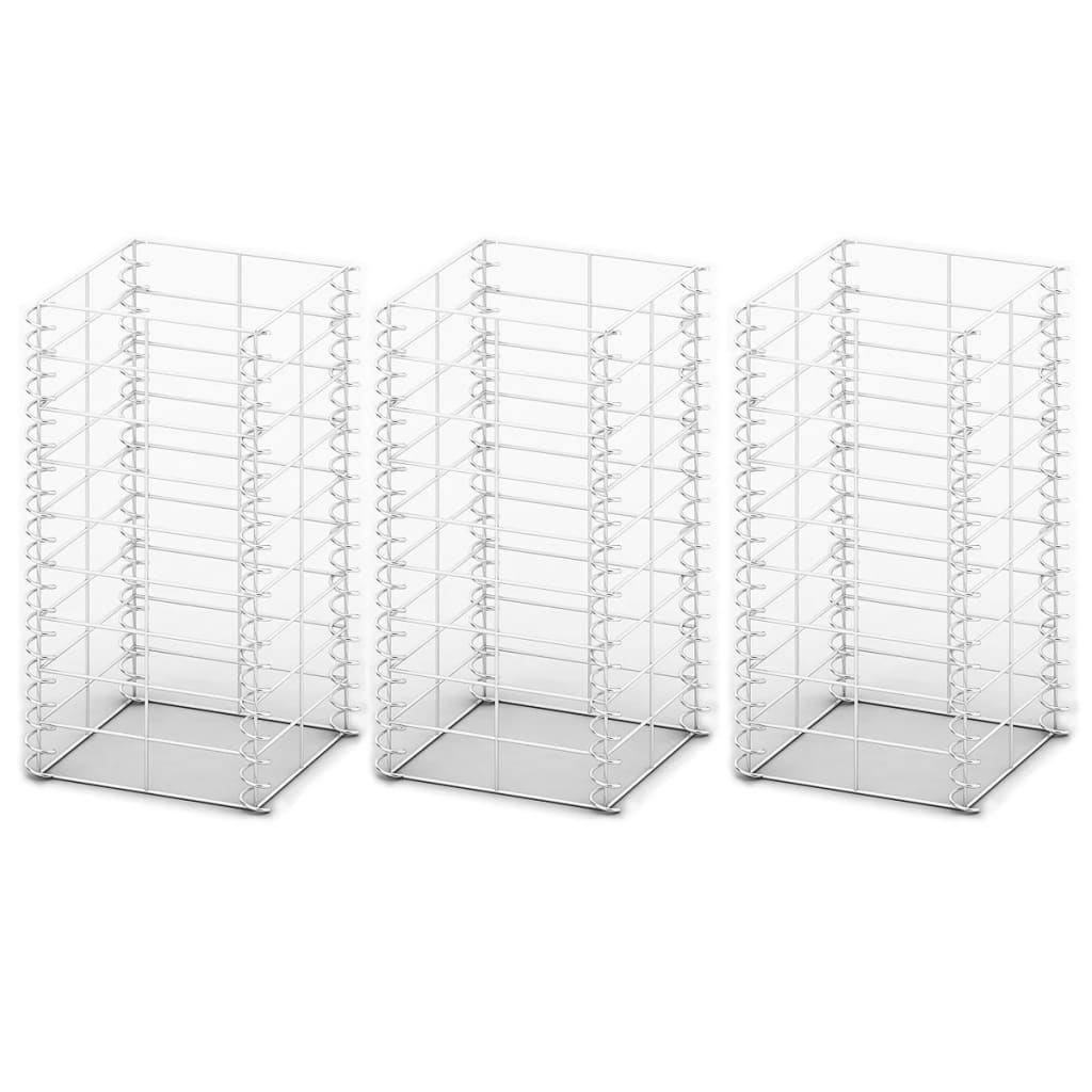 VIDAXL 3 parties SCHANS PANKER SET 25x25x50 cm Fil Galvanisé