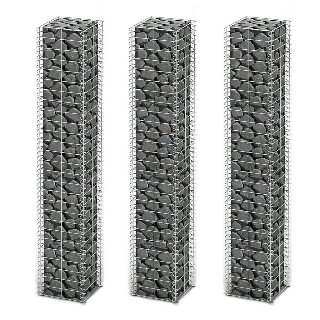 VIDAXL 3 parties SCHANS BATAILS Set 25x25x150 cm Fil galvanisé