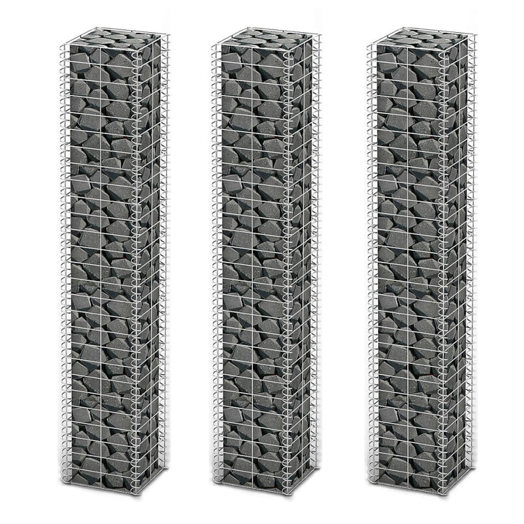 VIDAXL 3 parties SCHANS BATAILS Set 25x25x150 cm Fil galvanisé