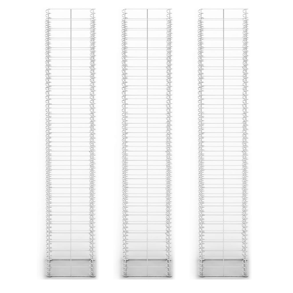 VIDAXL 3 parties SCHANS BATAILS Set 25x25x150 cm Fil galvanisé