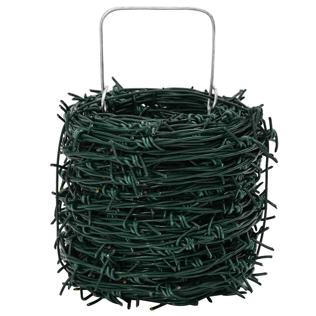 Vidaxl Barbed fil sur rouleau 100 m vert