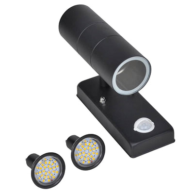 Lampe murale vidaxl avec capteur à LED cylindrique en acier inoxydable noir