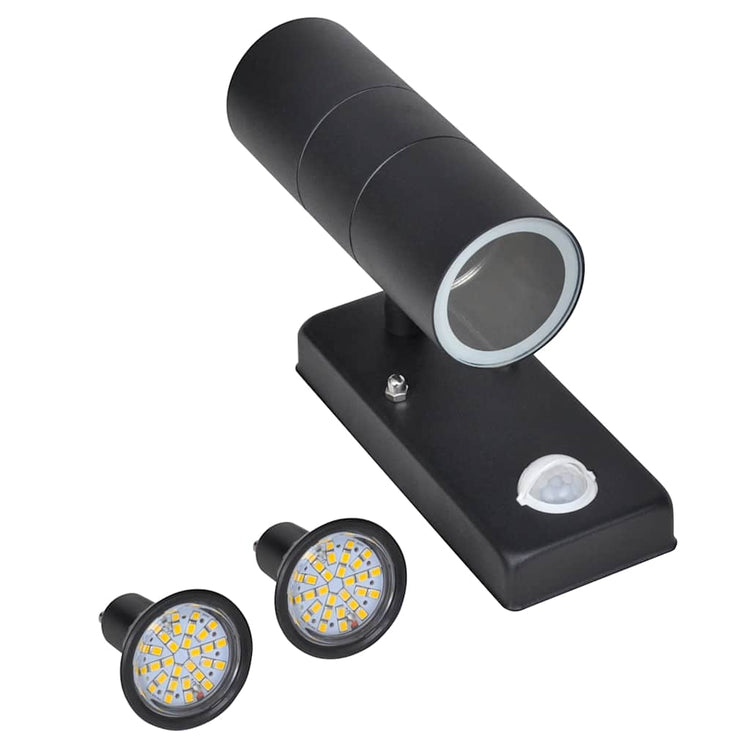 Lampe murale vidaxl avec capteur à LED cylindrique en acier inoxydable noir