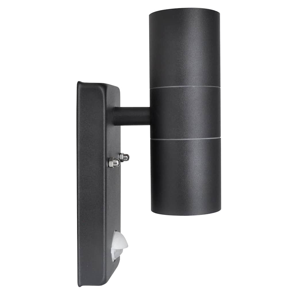 Lampe murale vidaxl avec capteur à LED cylindrique en acier inoxydable noir