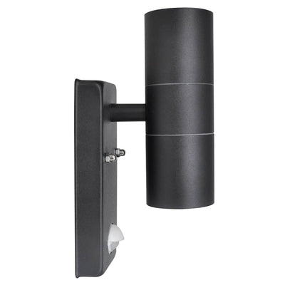 Lampe murale vidaxl avec capteur à LED cylindrique en acier inoxydable noir