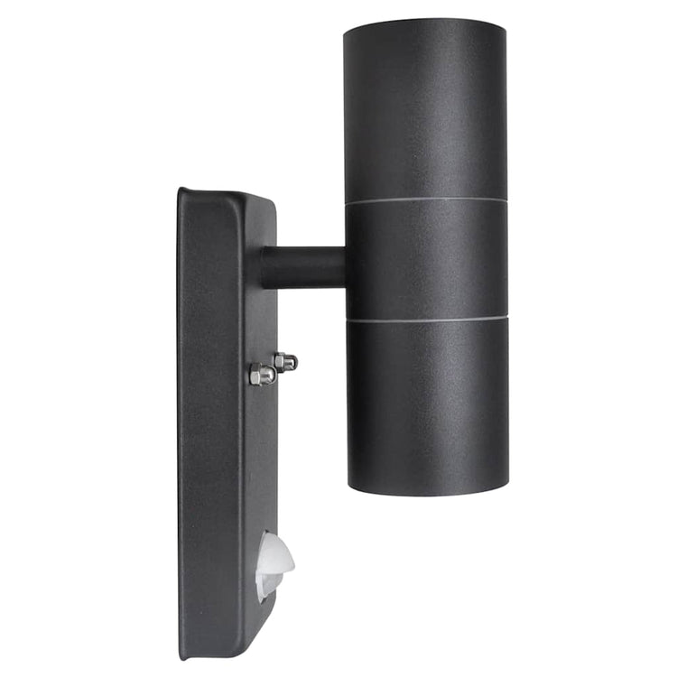 Lampe murale vidaxl avec capteur à LED cylindrique en acier inoxydable noir