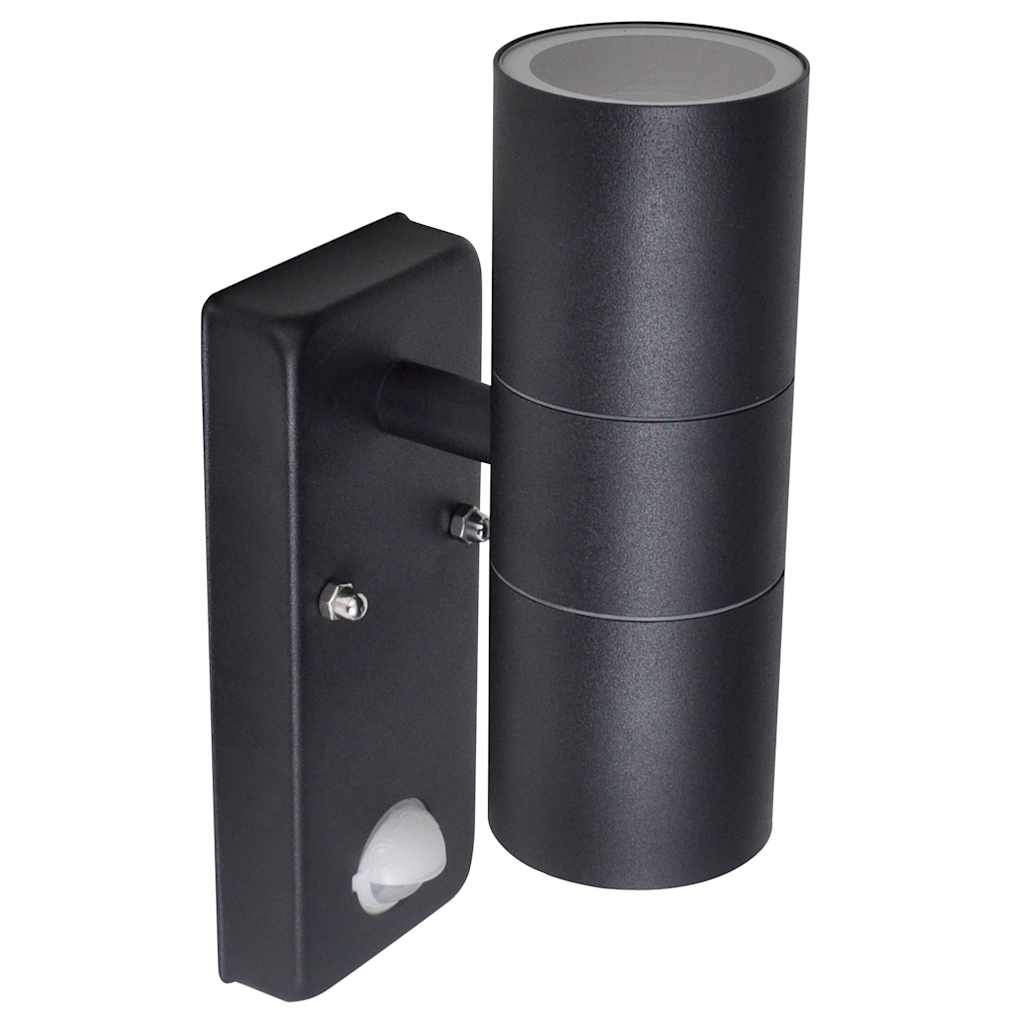 Lampe murale vidaxl avec capteur à LED cylindrique en acier inoxydable noir