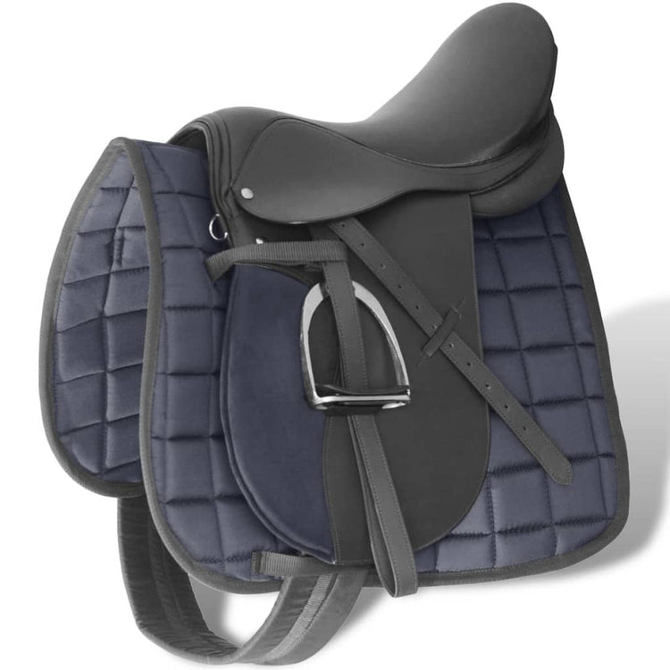 Vidaxl Real Leather Horse Riding Saddle 16 14 cm (5 en 1, noir)