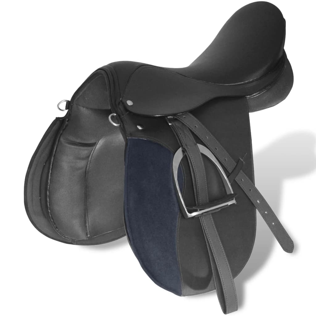 Vidaxl Real Leather Horse Riding Saddle 16 14 cm (5 en 1, noir)