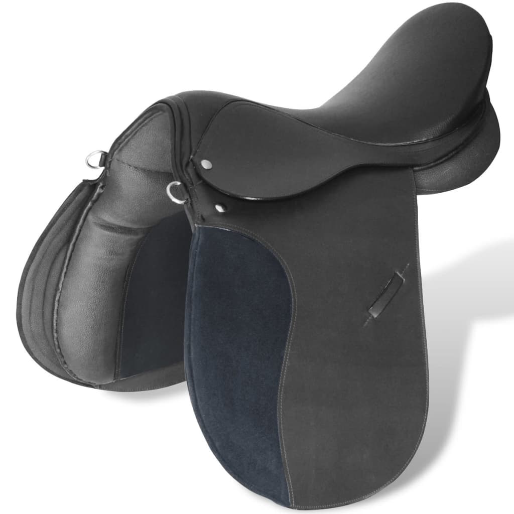 Vidaxl Real Leather Horse Riding Saddle 16 14 cm (5 en 1, noir)