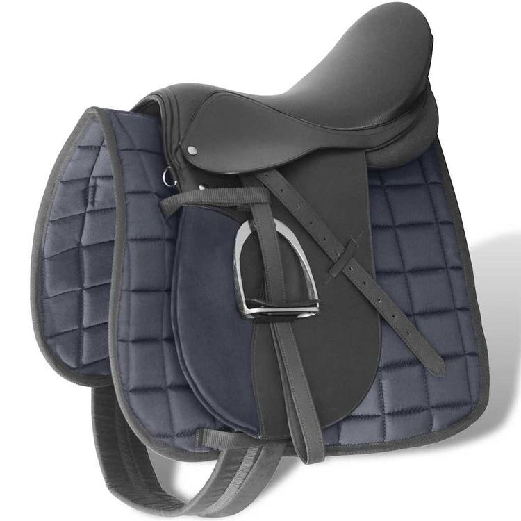 Vidaxl Real Leather Horse Riding Saddle 17,5 18 cm (5 en 1, noir)