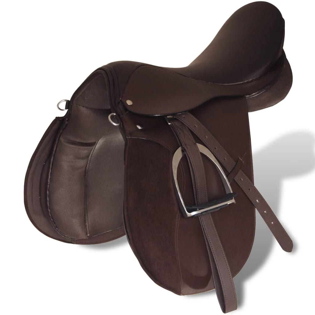 Vidaxl Horse Riding Saddle 5-in-1 17,5 '' 12 cm en cuir réel marron