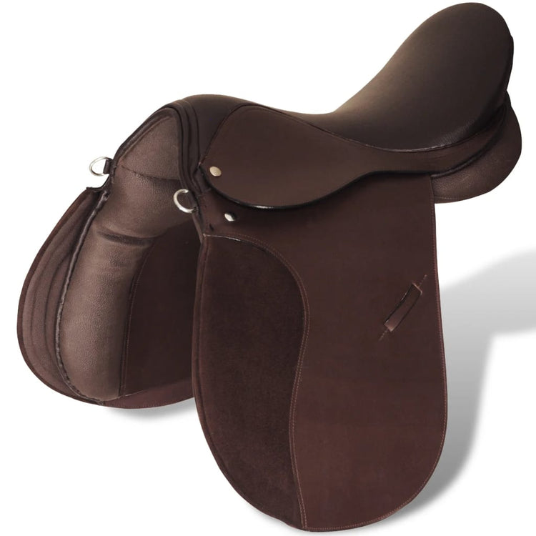 Vidaxl Horse Riding Saddle 5-in-1 17,5 '' 12 cm en cuir réel marron